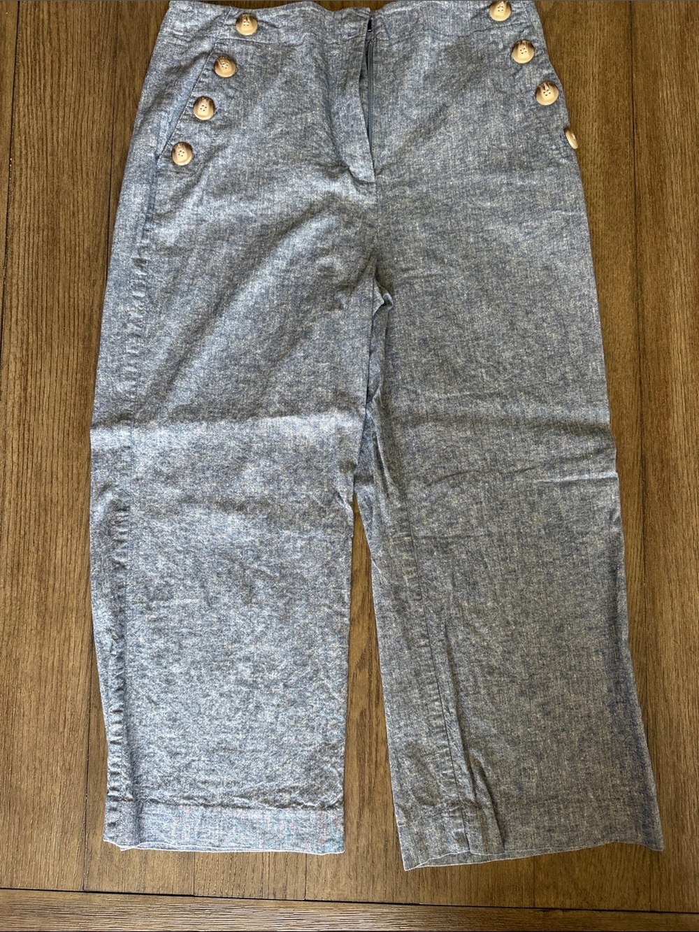 Ann Taylor Factory Chambray Cropped Sailor-Style Pants